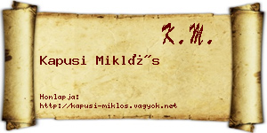 Kapusi Miklós névjegykártya
